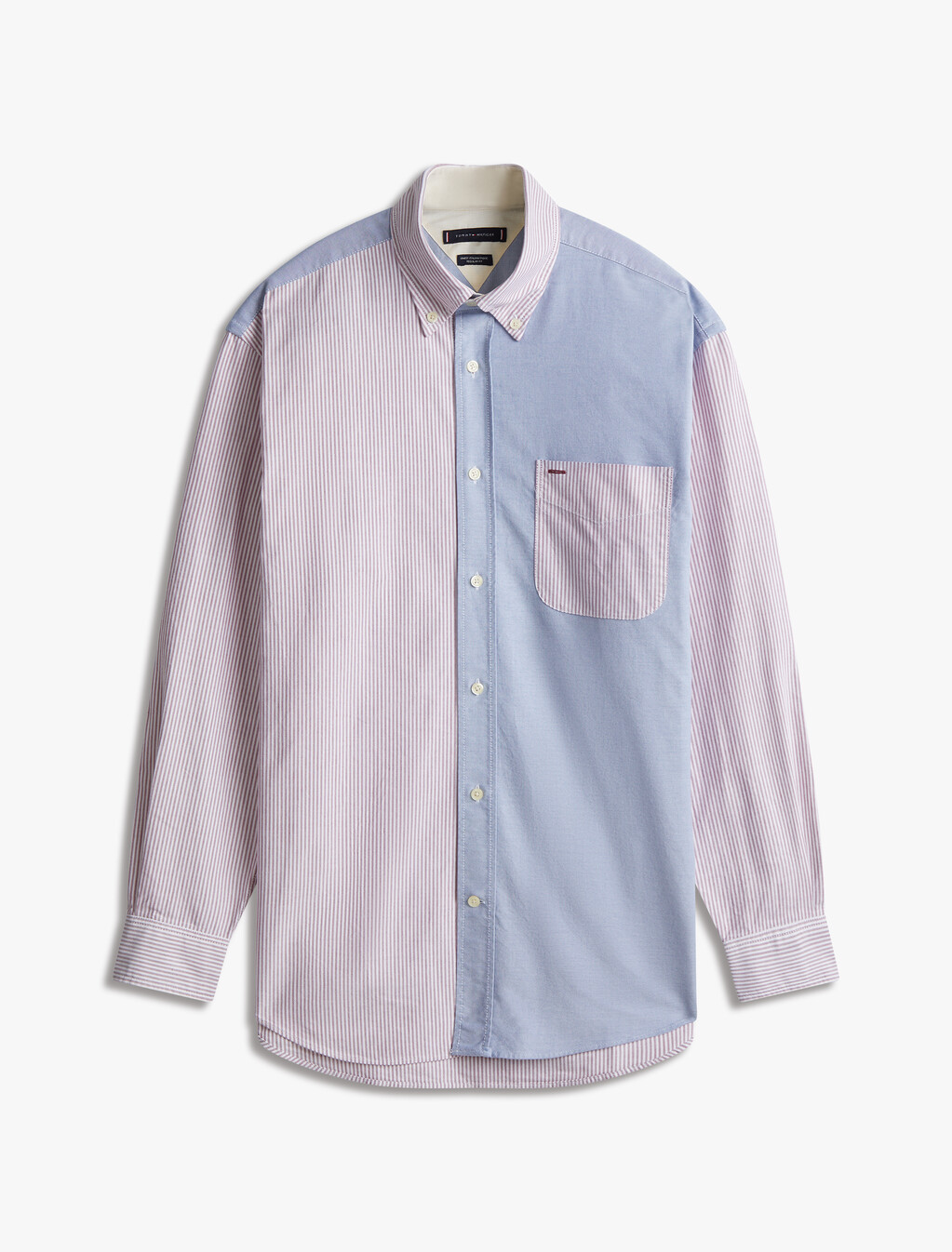 Color Block Boxy Shirt, Medium Red/Desert Sky, hi-res