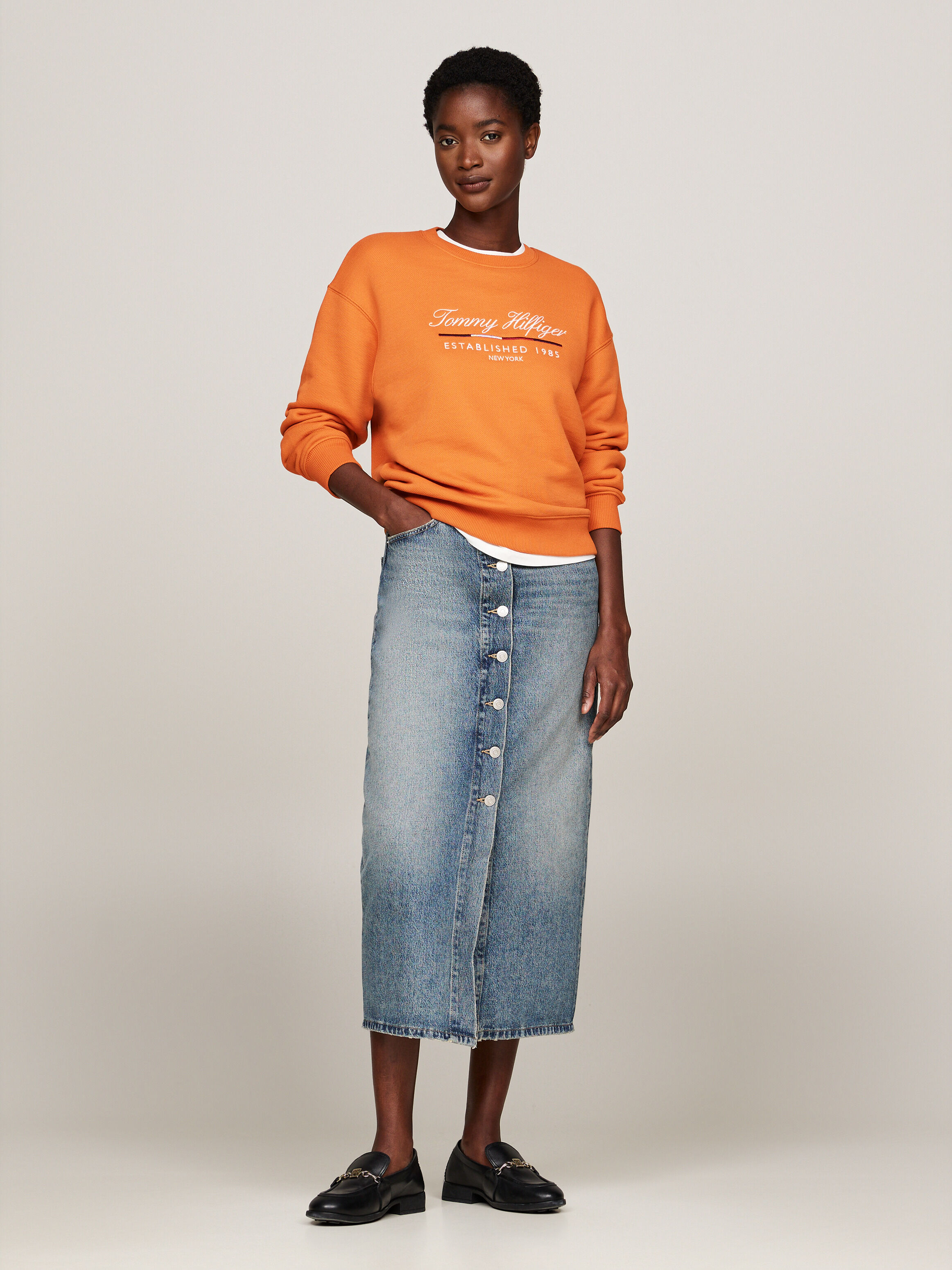 Tommy hilfiger orange sweatshirt outlet
