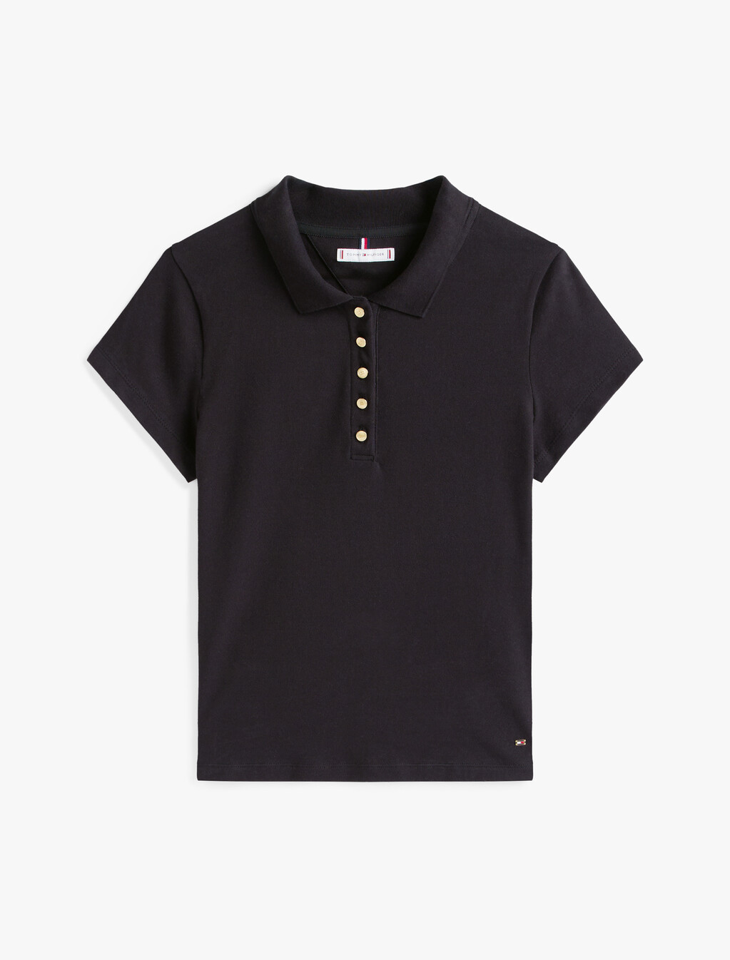 Golden Button Slim Polo, Black, hi-res
