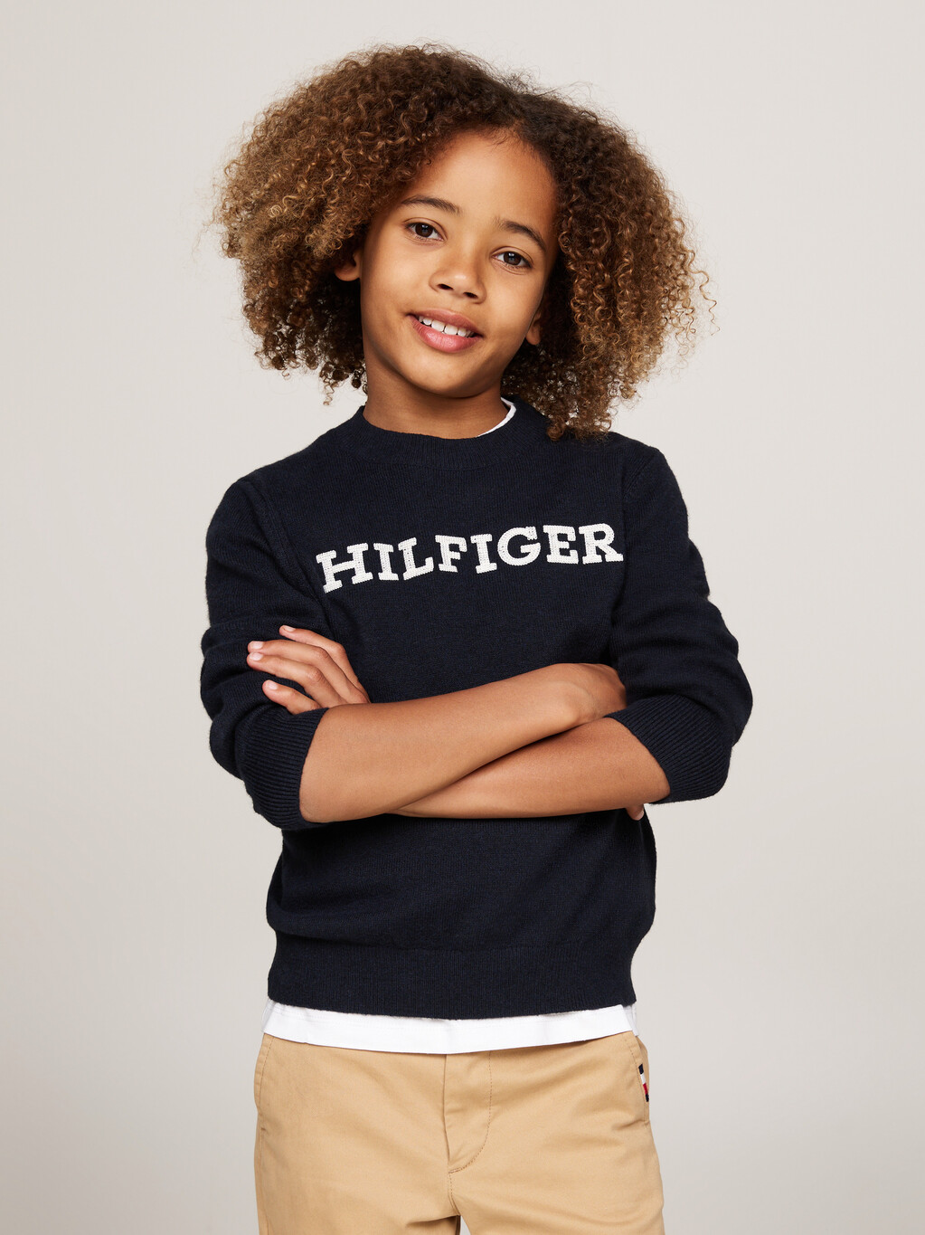 Hilfiger Monotype Crew Neck Jumper, Desert Sky, hi-res