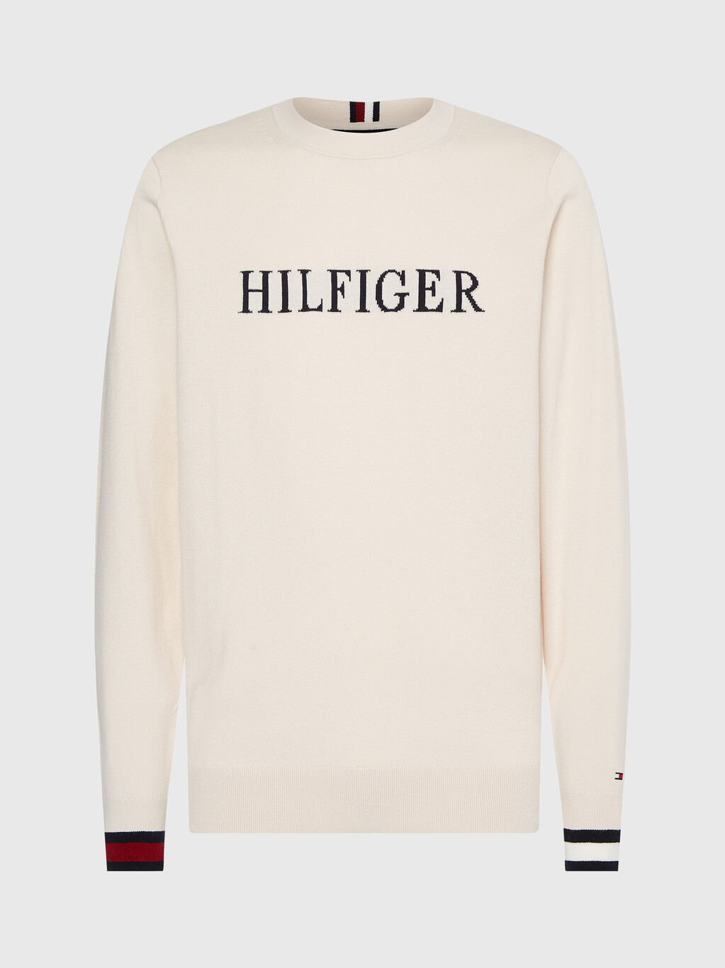 Logo Embroidery Crew Neck Jumper, Feather White, hi-res