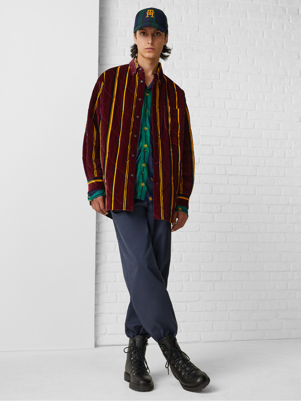 TH Lab Stripe Quilted Shirt, Deep Rouge, hi-res