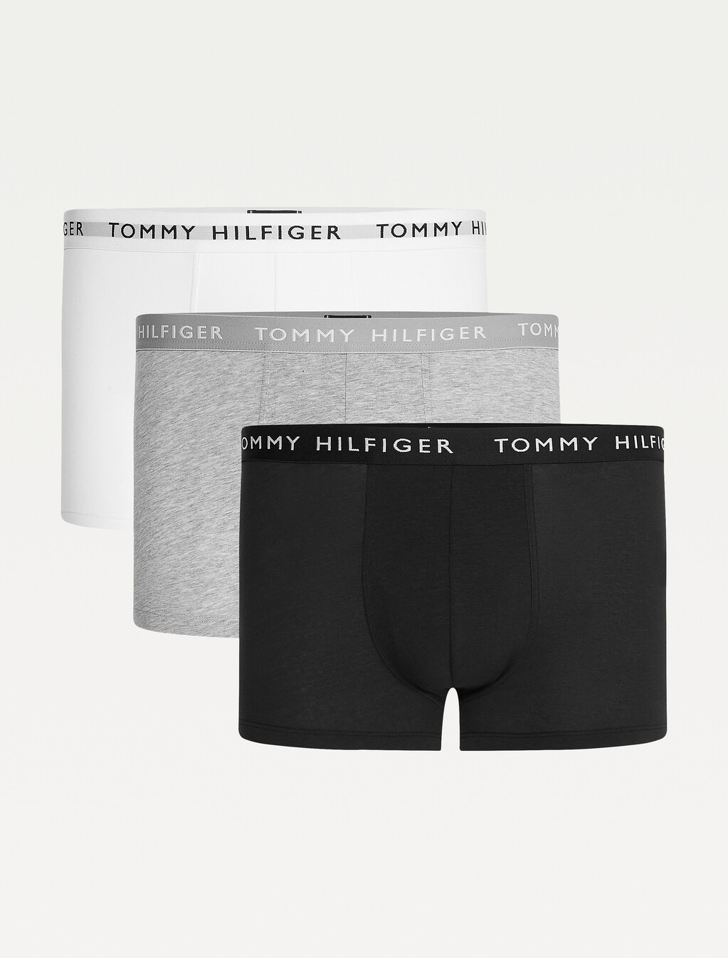 3-Pack Essential Logo Waistband Trunks, White/Heather Grey/White/Black, hi-res