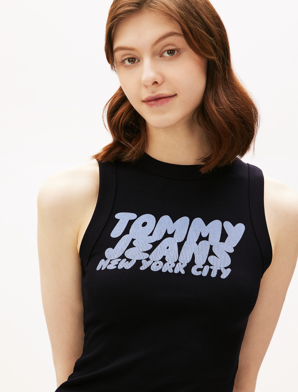 Bubble Logo Slim Tank Top, Black, hi-res