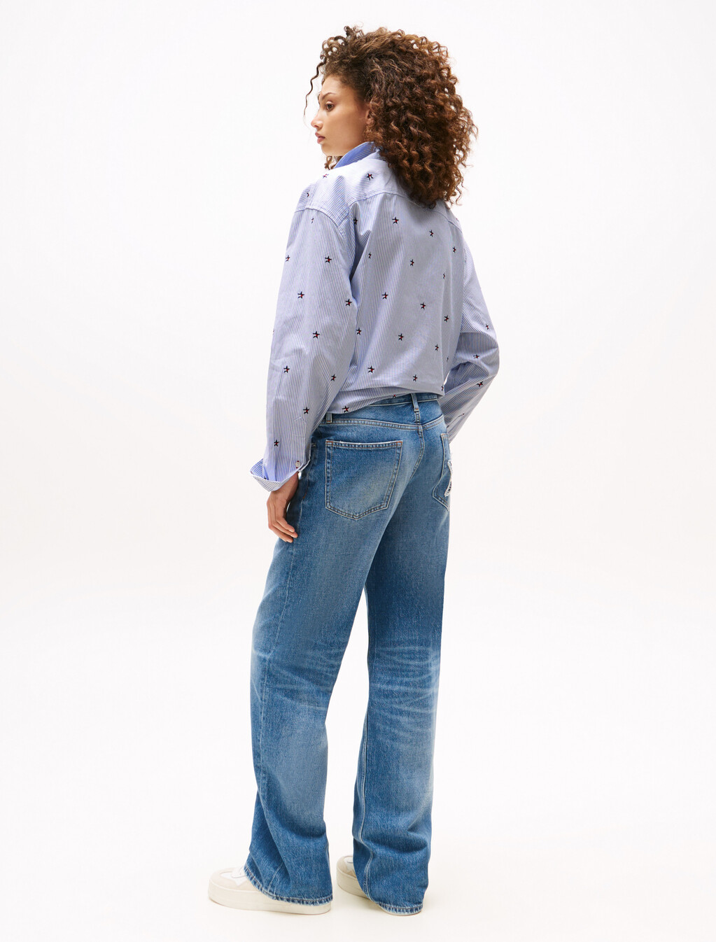 Tommy Girl 低腰寬鬆牛仔褲, Indigo Wash, hi-res