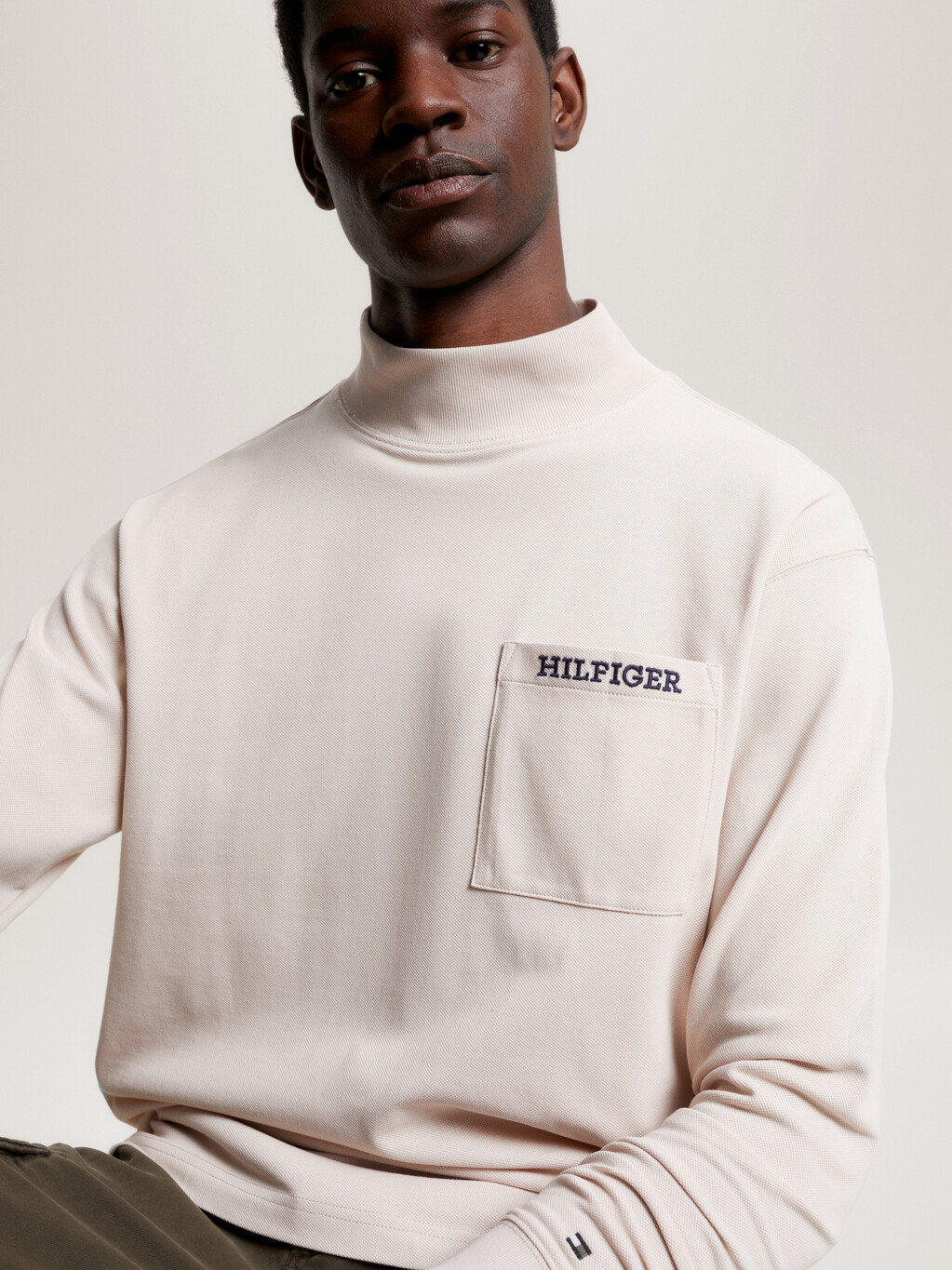 Hilfiger Monotype 經典版型長袖 T 恤, Cashmere Creme, hi-res