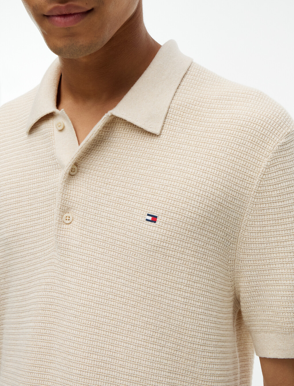 標準版型山羊絨混紡 Polo 衫, Heathered Oatmilk, hi-res