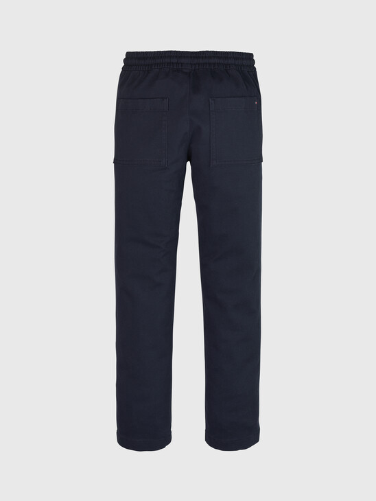 PULL-ON DRAWSTRING TWILL TROUSERS