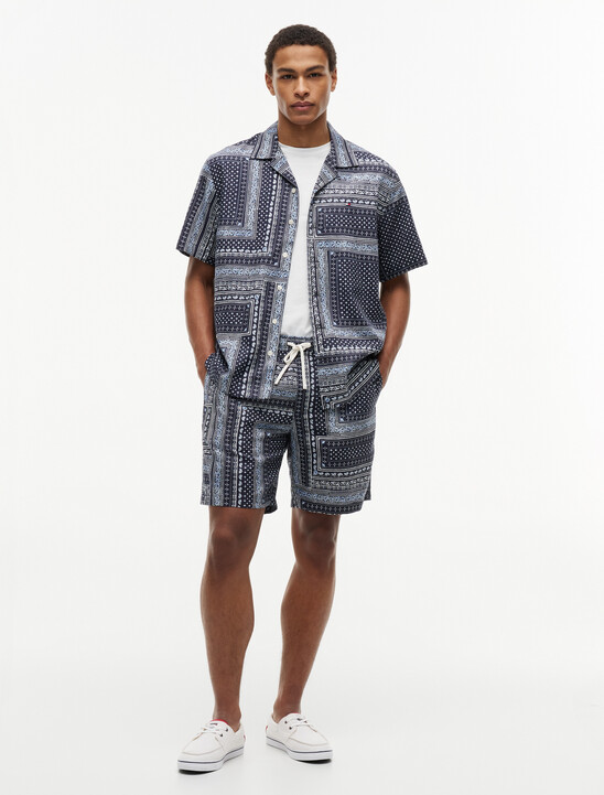 Relaxed Fit Bandana Print Short Sleeve Shirt
