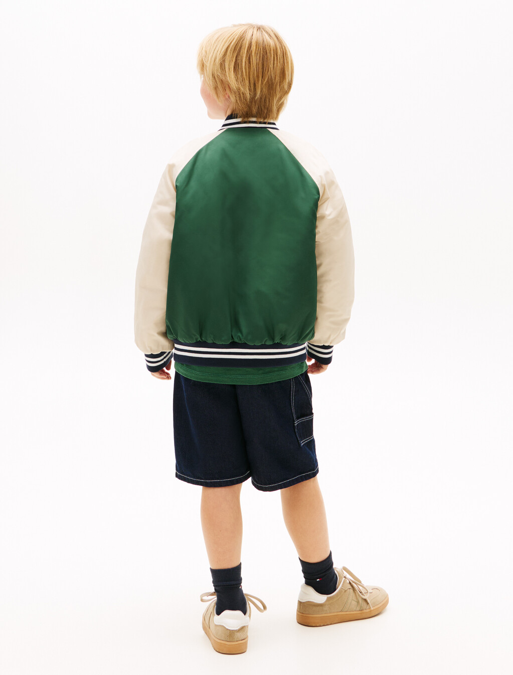 Logo Embroidery Relaxed Raglan Bomber Jacket, Dark Night Navy Colourblock, hi-res