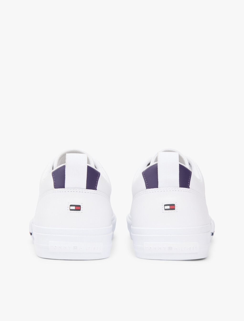 Contrast Midsole Debossed Leather Trainers, White, hi-res