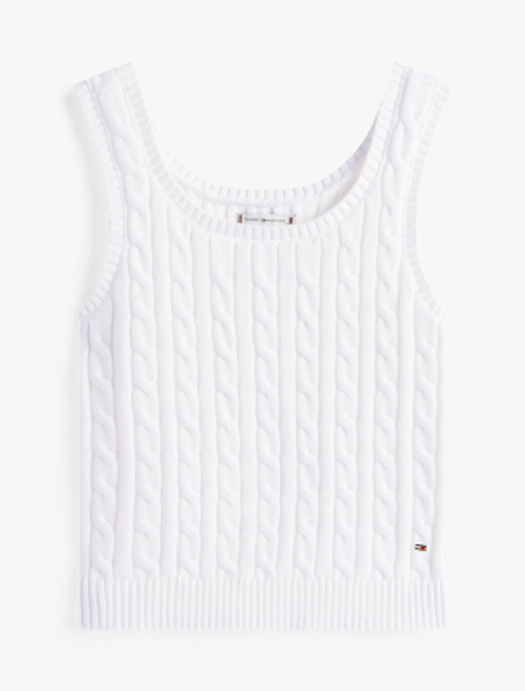 Cable Knit Sleeveless Sweater, Ecru, hi-res