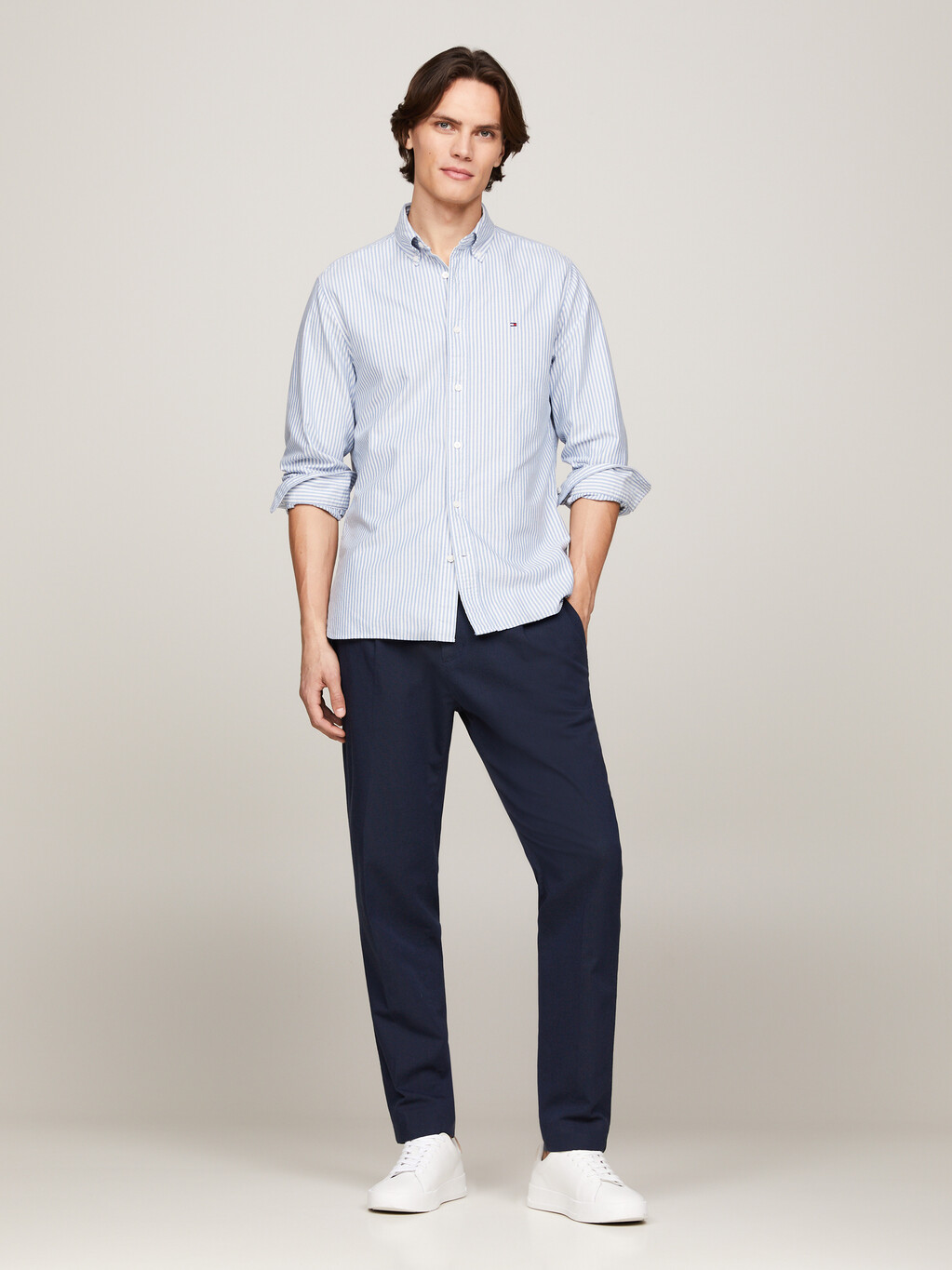 Heritage Stripe Regular Fit Oxford Shirt, Shirt Blue / White, hi-res