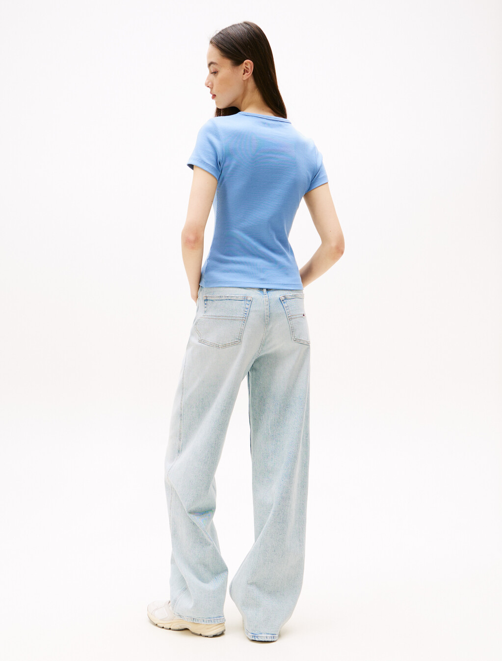 Slim Badge Ribbed T-Shirt, Colorado Blue, hi-res