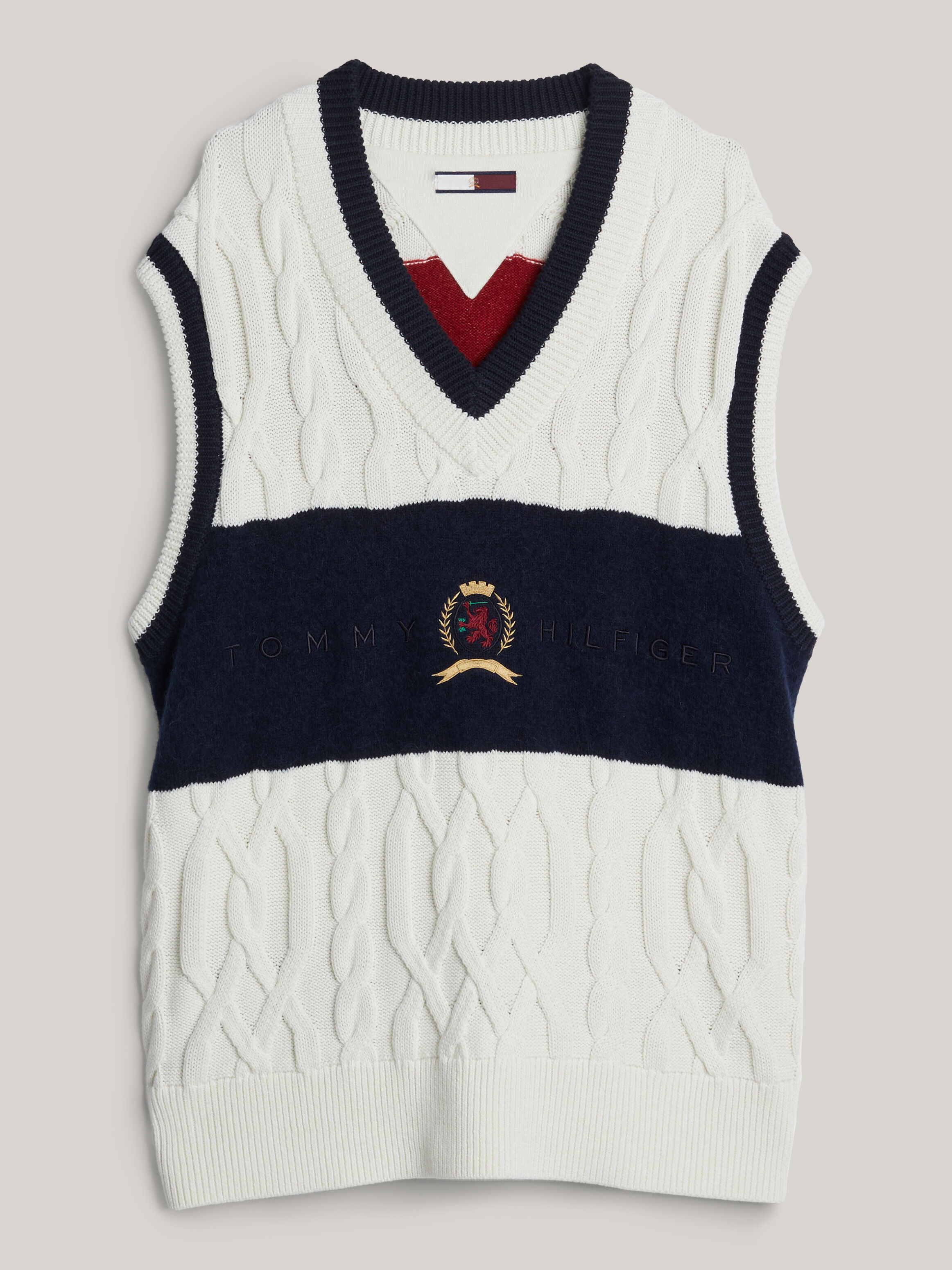 Crest Cable Knit Sweater Vest natural Tommy Hilfiger