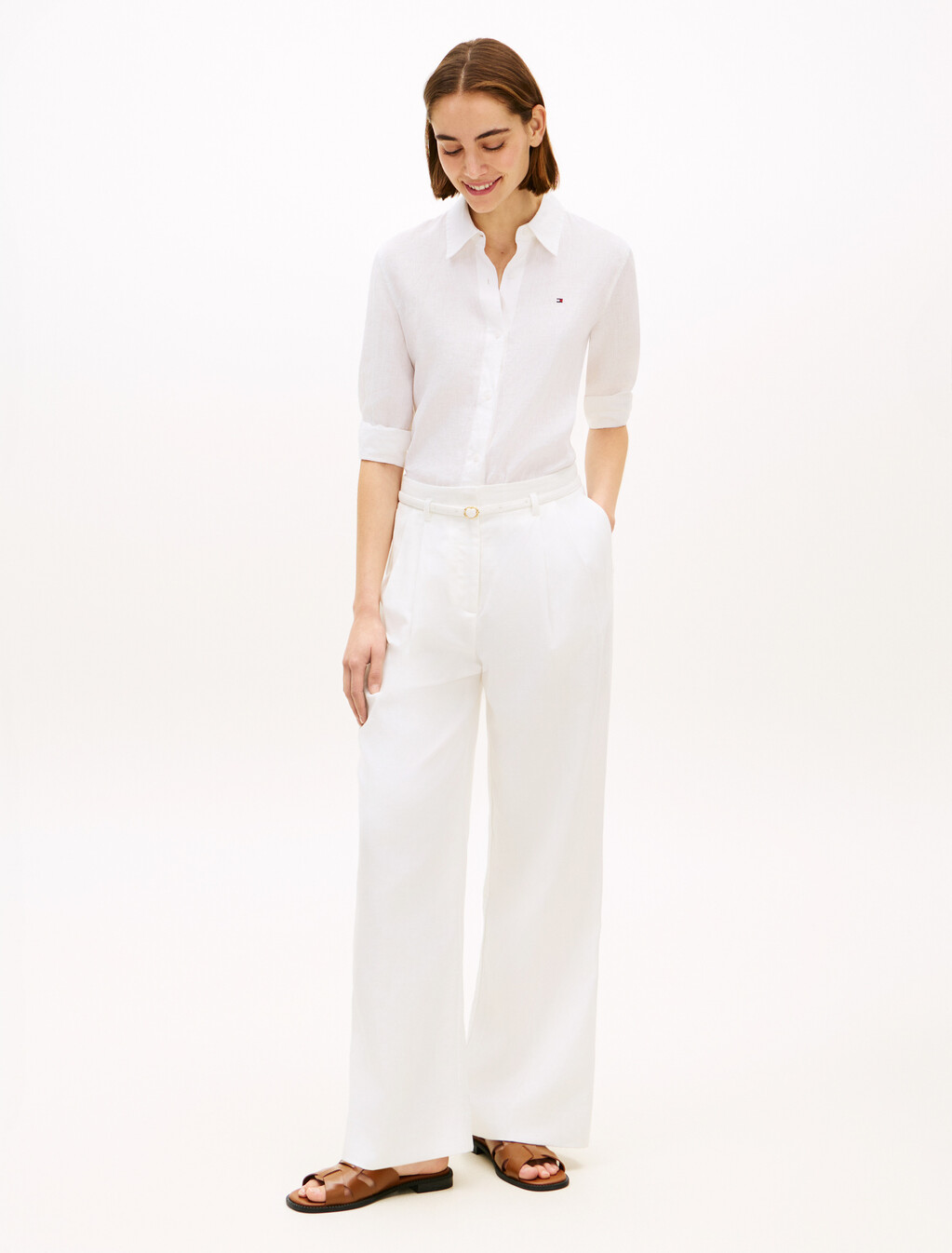 Asia Fit Essential Linen Relaxed Shirt, Th Optic White, hi-res