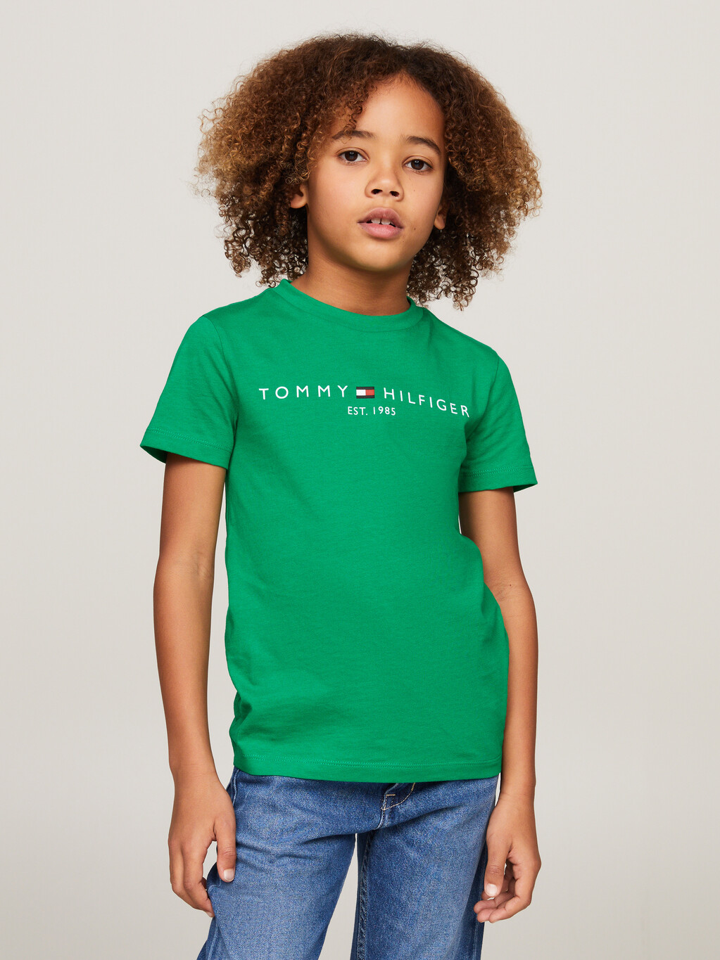 Essential 標誌平紋 T 恤, Olympic Green, hi-res