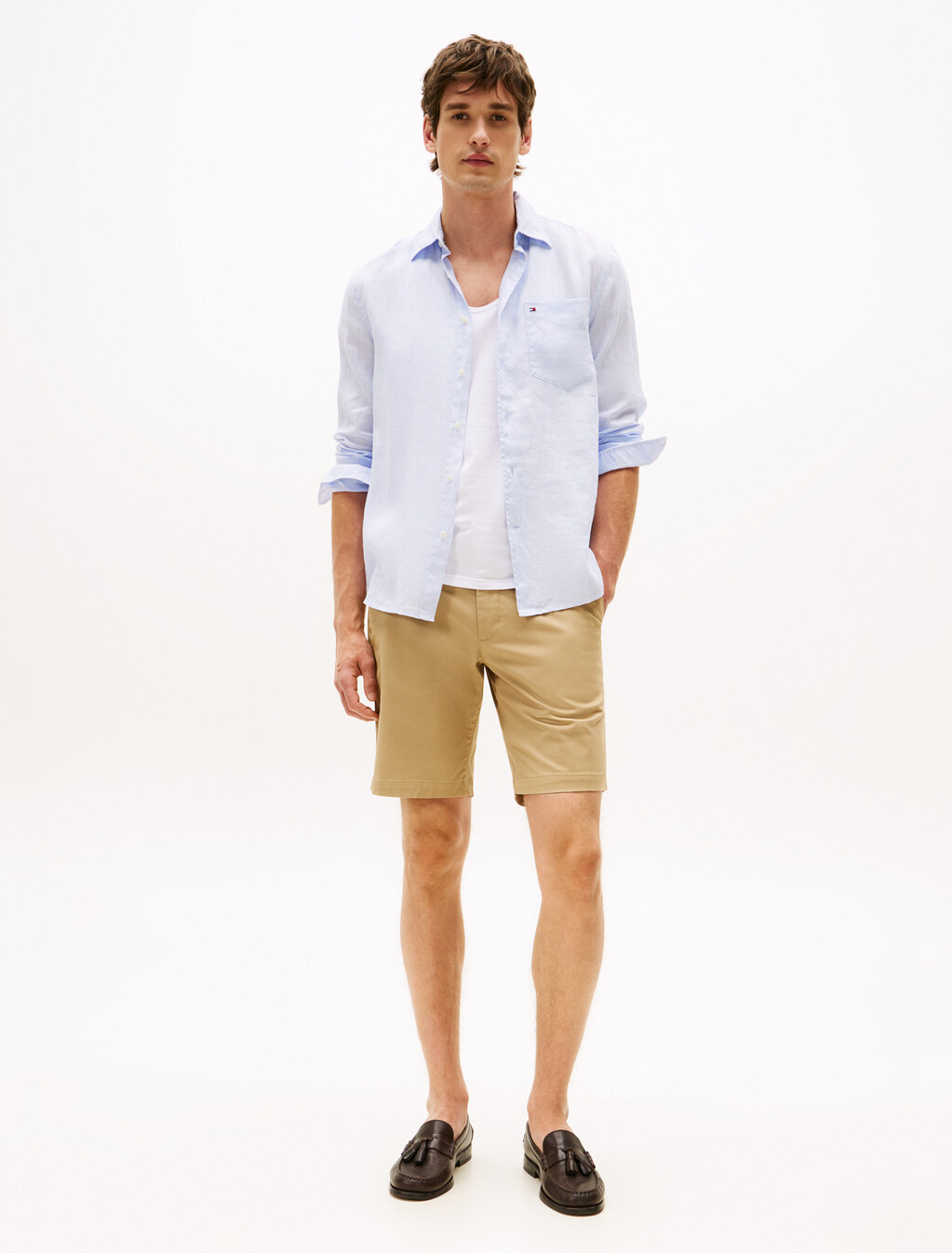 Piece Dye Linen Shirt, Breezy Blue, hi-res