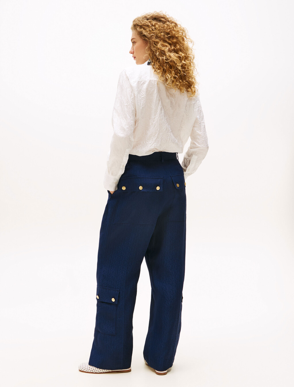 The Runway Collection Linen Blend Cargo Trousers, Dark Night Navy, hi-res
