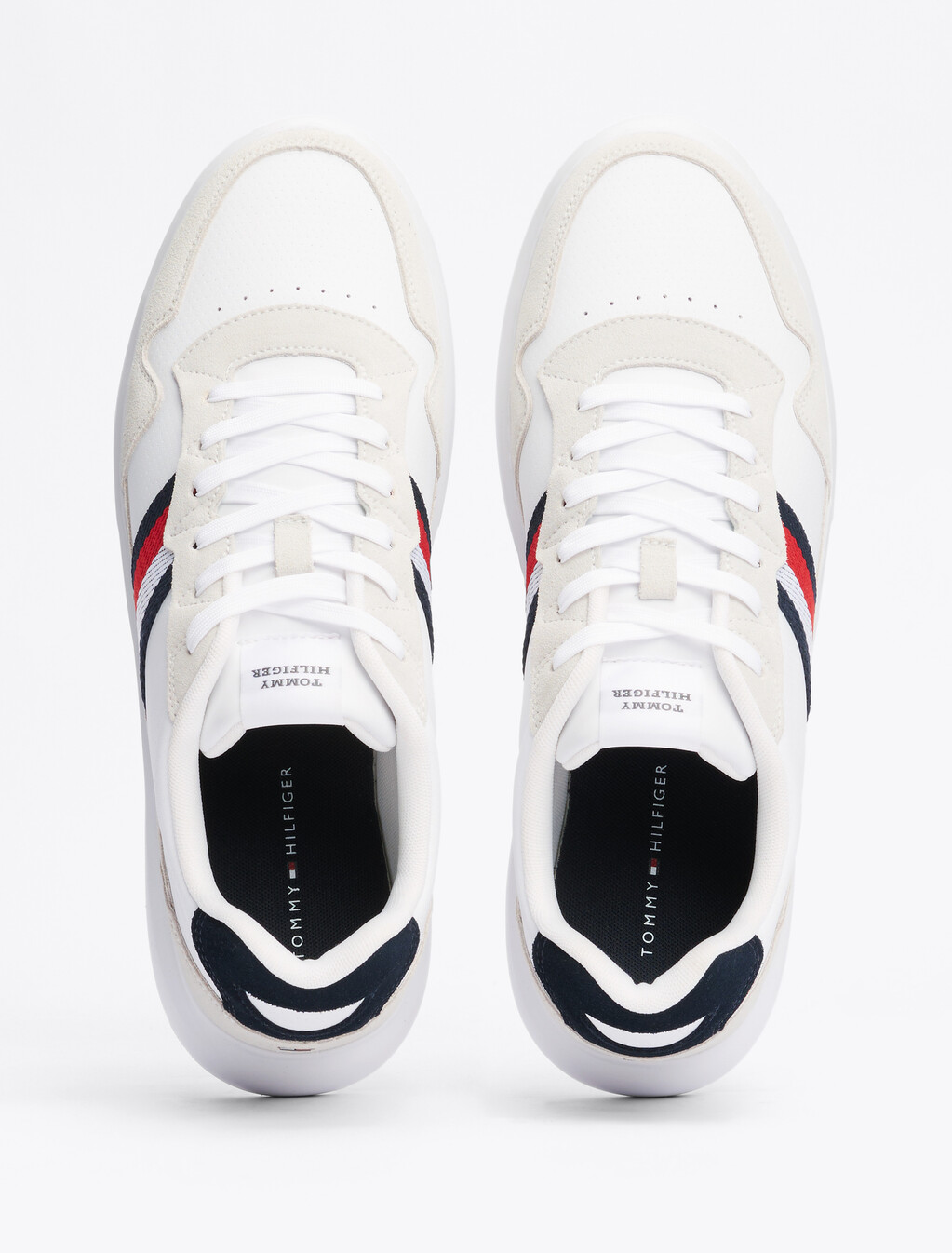 Signature Tape Cupsole Trainers, White/Desert Sky, hi-res