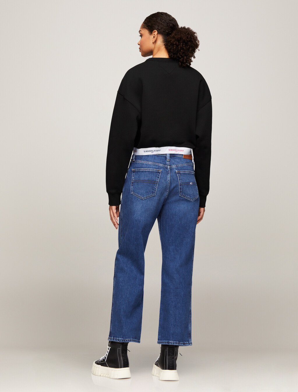 Boxy Cropped Logo Underband Sweatshirt, Black, hi-res