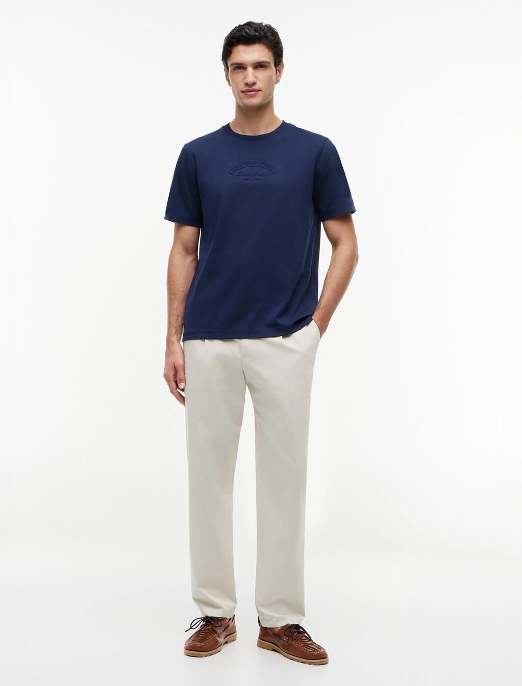 Embossed Logo Interlock T-Shirt, Carbon Navy, hi-res