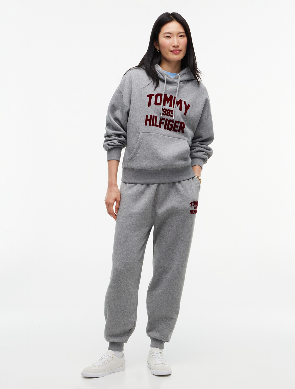 Flock Varsity Logo Relaxed Fleece Hoody, Medium Grey Heather, hi-res