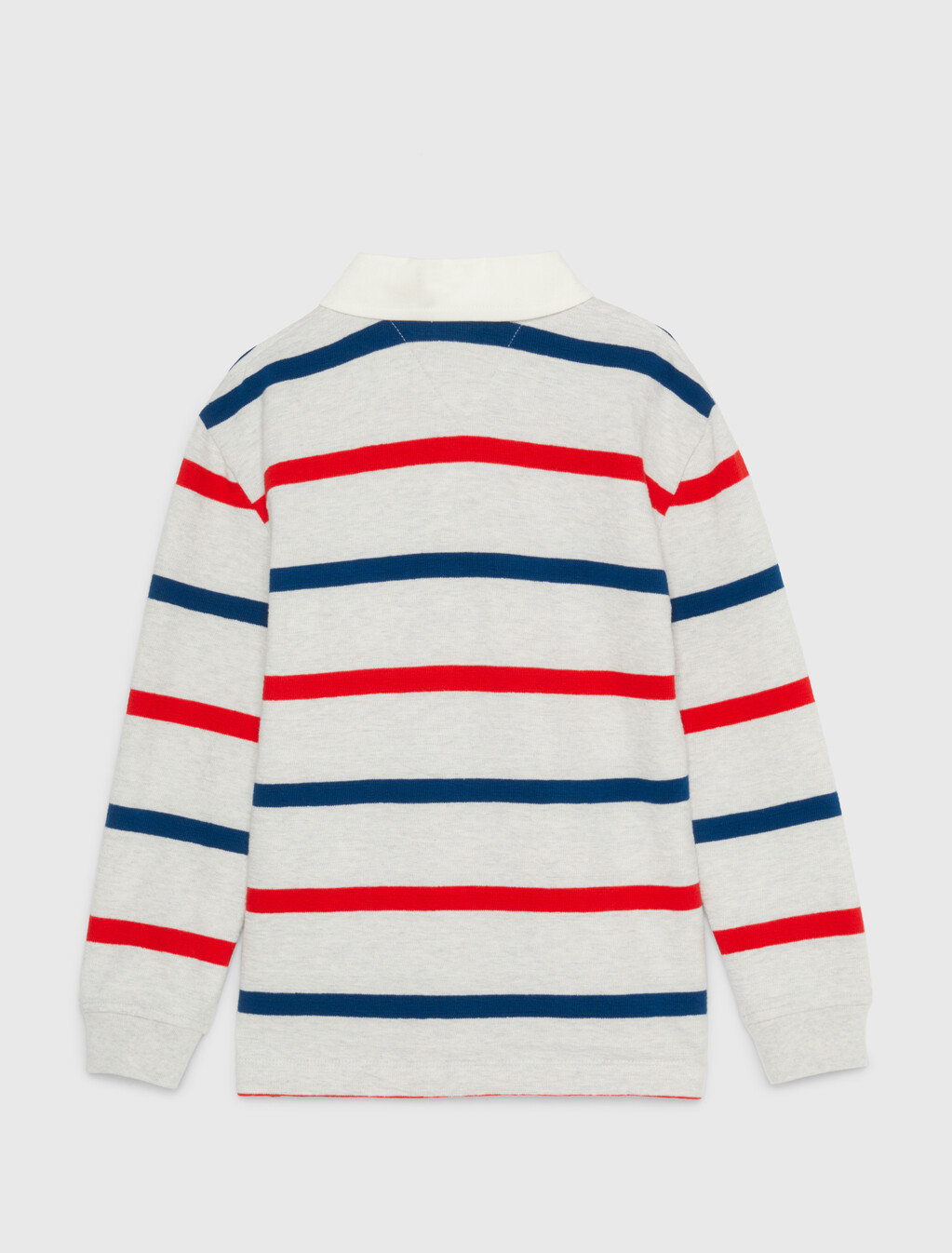 Boys Rugby Stripe Polo, Light Grey Heather Base/Rwb Stripes, hi-res