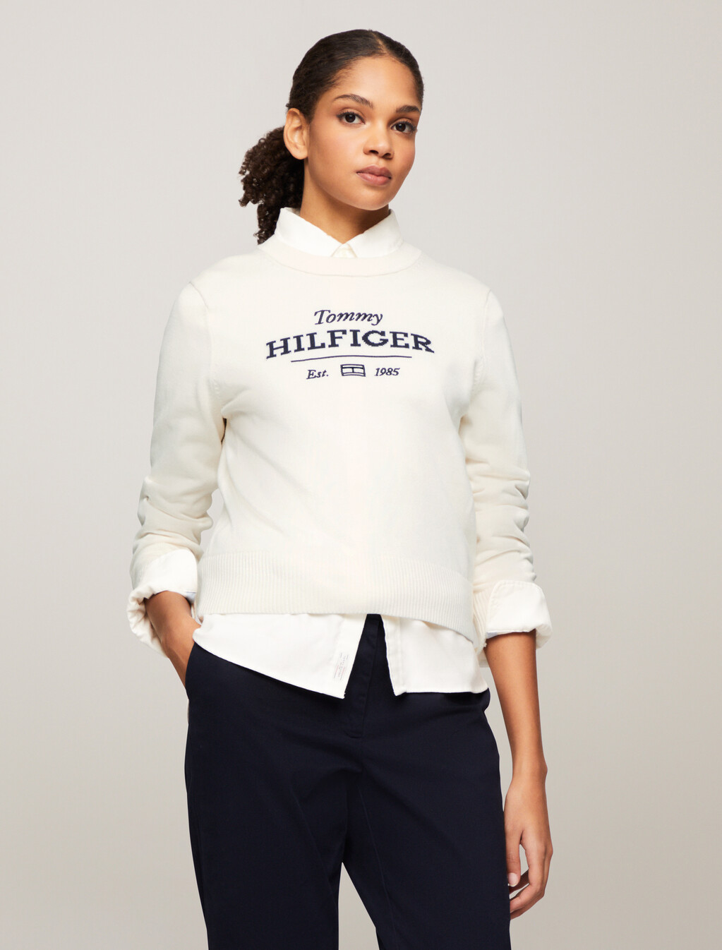 Logo Crewneck Sweater, Ivory Petal, hi-res