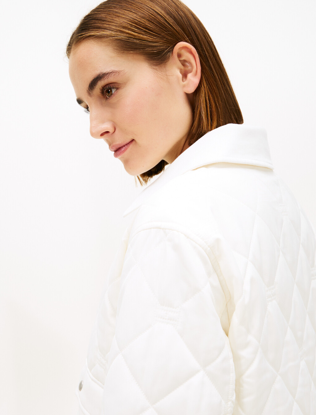 Padded Flag Quilted Water Repellent Jacket, Ivory Silk, hi-res