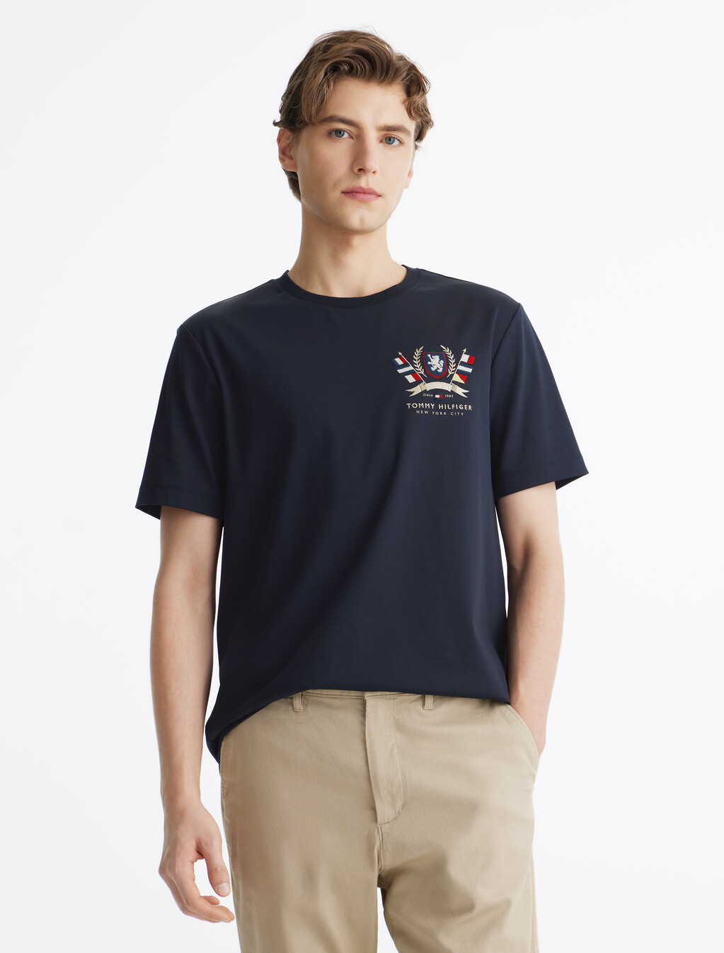 Hilfiger 徽章雙面針織 T 恤, Desert Sky, hi-res
