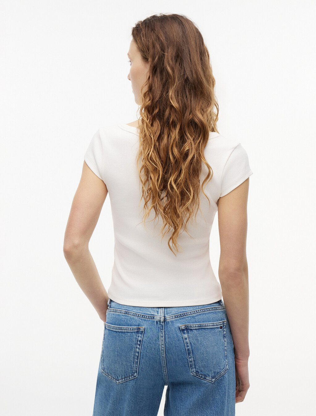 Tommy Badge Scoop Neck Slim T-Shirt, Ancient White, hi-res