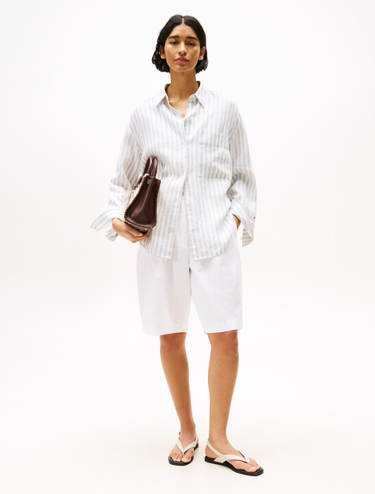 亞麻百慕達寬達短褲