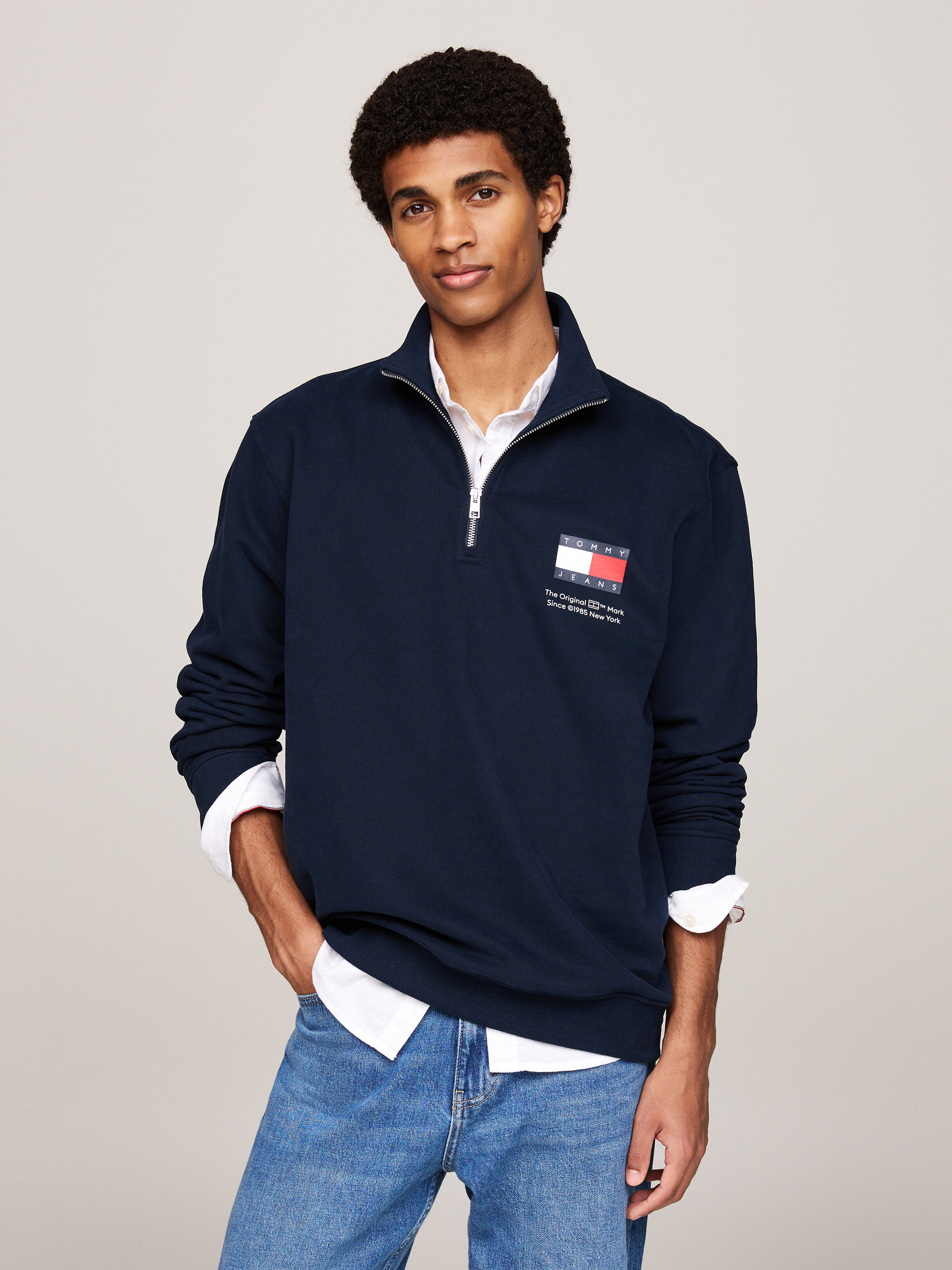 Tommy hilfiger grey half zip sale
