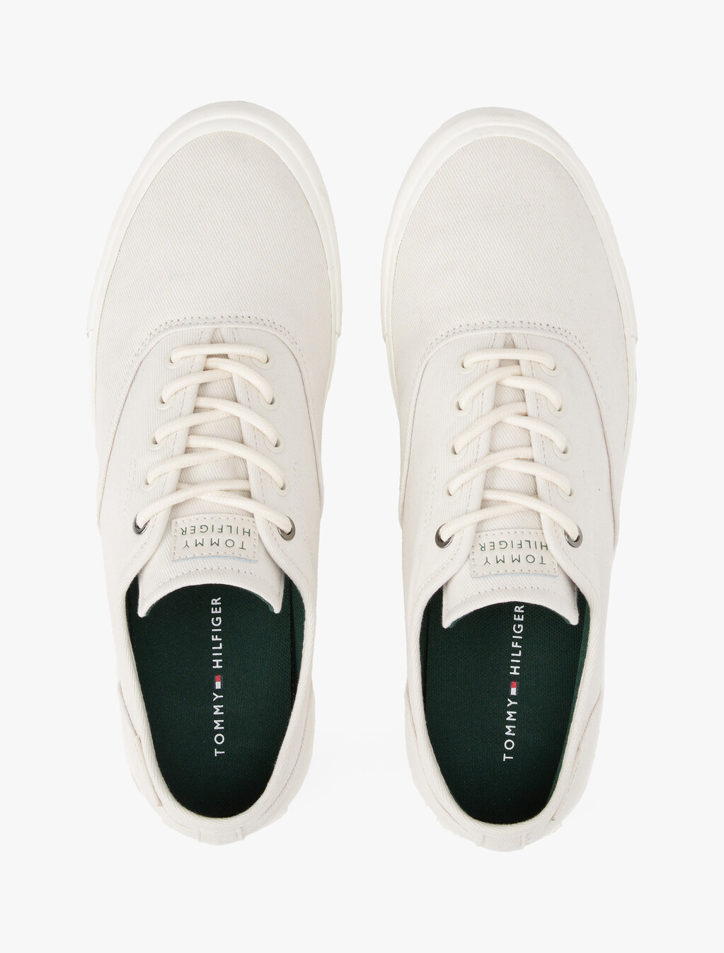 Canvas Embossed Logo Trainers, Alabaster, hi-res