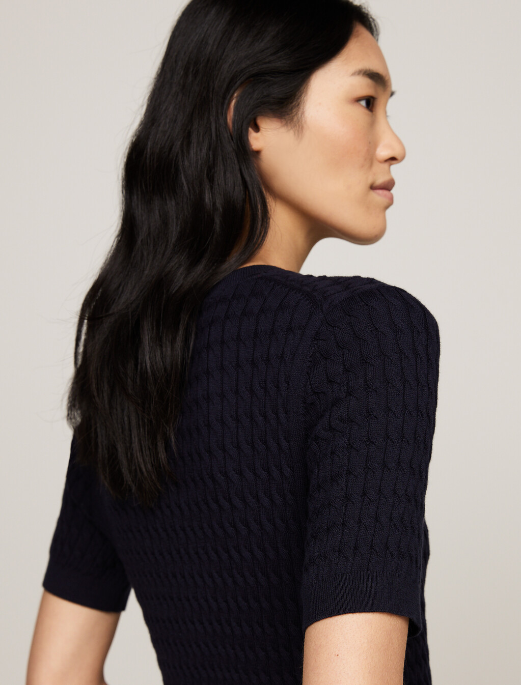 Stripe Slim Fit Short Sleeve Jumper, Desert Sky, hi-res