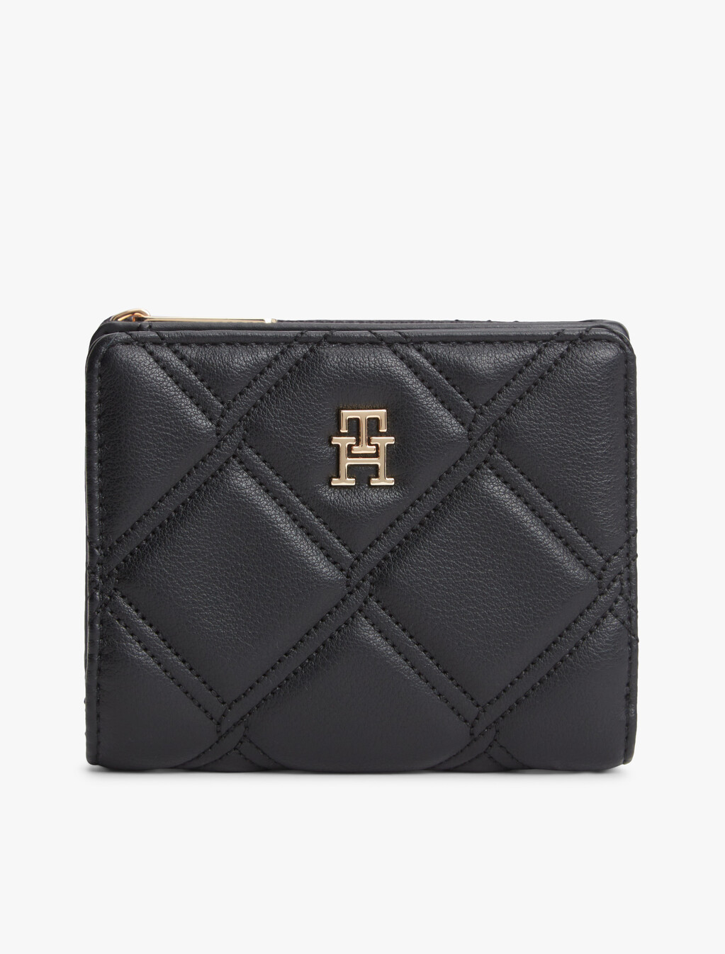 TH Monogram 標誌絎縫雙折對摺式銀包, Black, hi-res