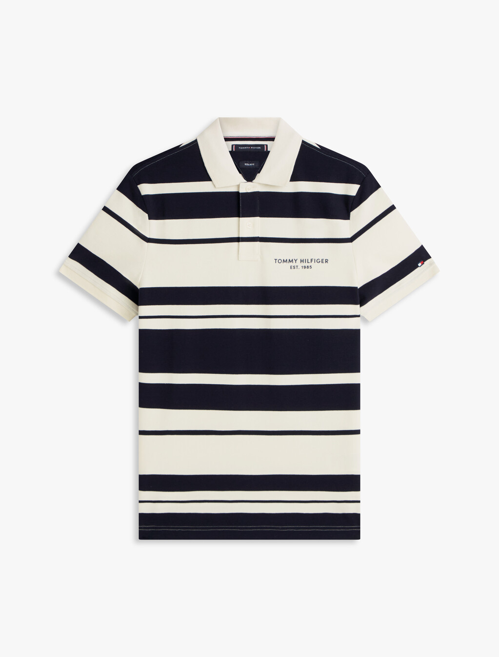 Pique Multi Stripe Regular Polo, Ivory Petal / Desert Sky, hi-res