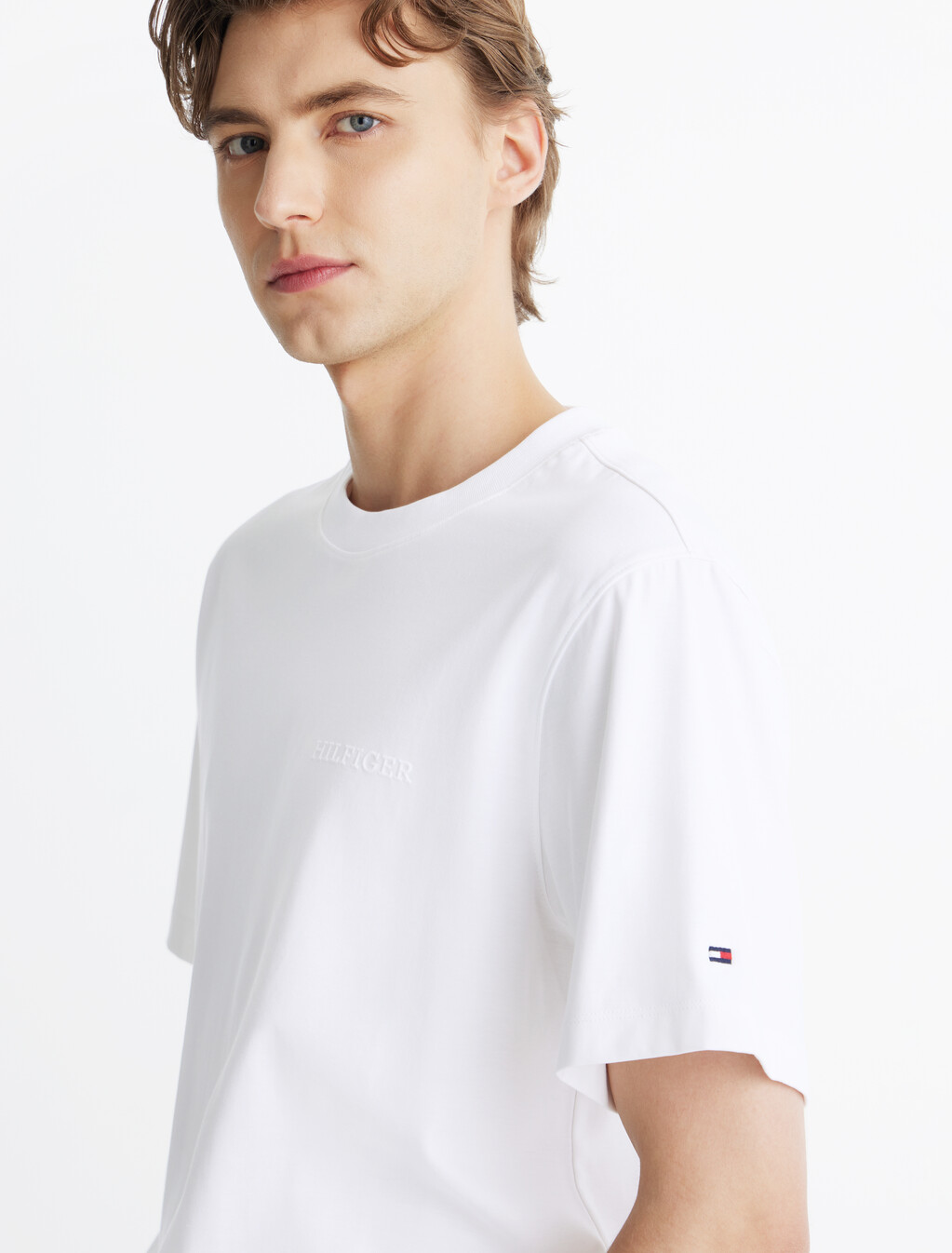 Embossed Hilfiger T-Shirt, Th Optic White, hi-res