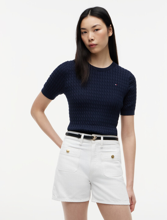 精細絞花針織短衫毛衣