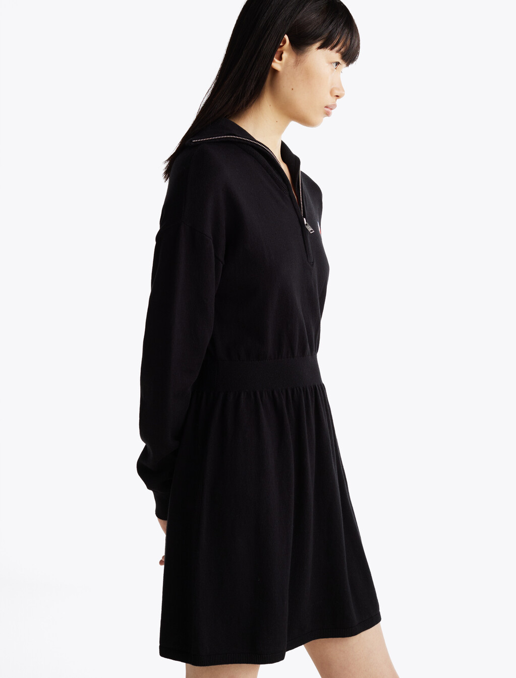 Fit And Flare Mini Jumper Dress, Black, hi-res