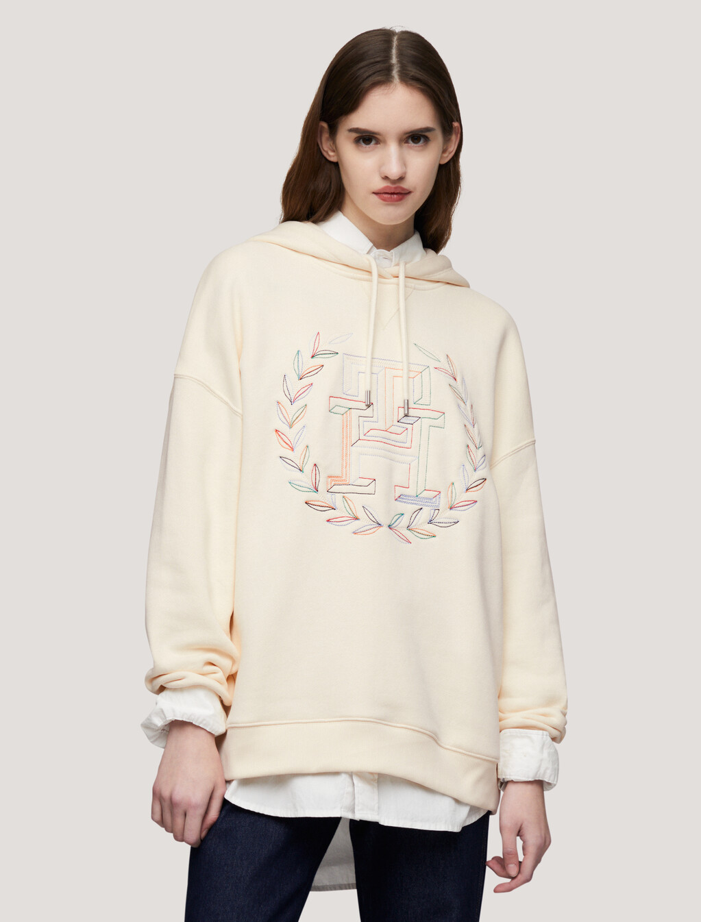 Crest Monogram Embroidery Hoodie, Calico, hi-res