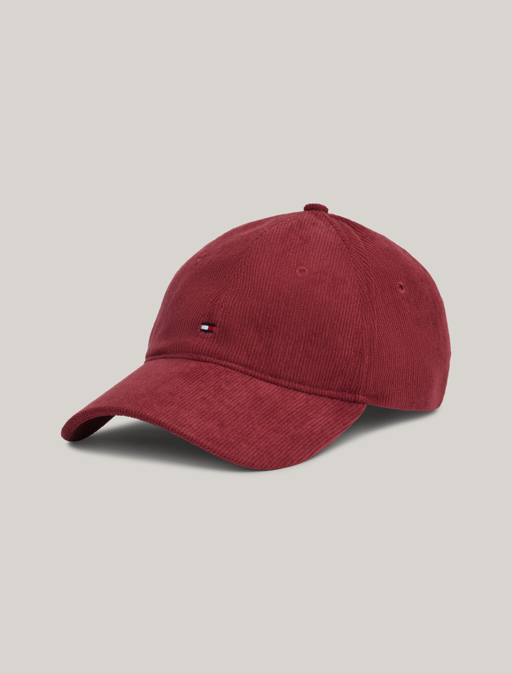 Hilfiger Flag Corduroy Six-Panel Cap, Deep Rouge, hi-res