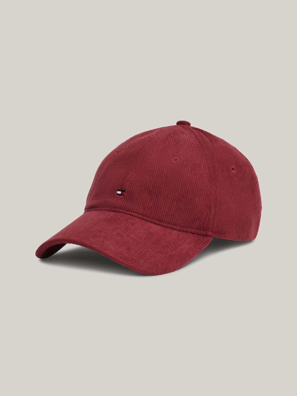 Hilfiger Flag Corduroy Six-Panel Cap, Deep Rouge, hi-res