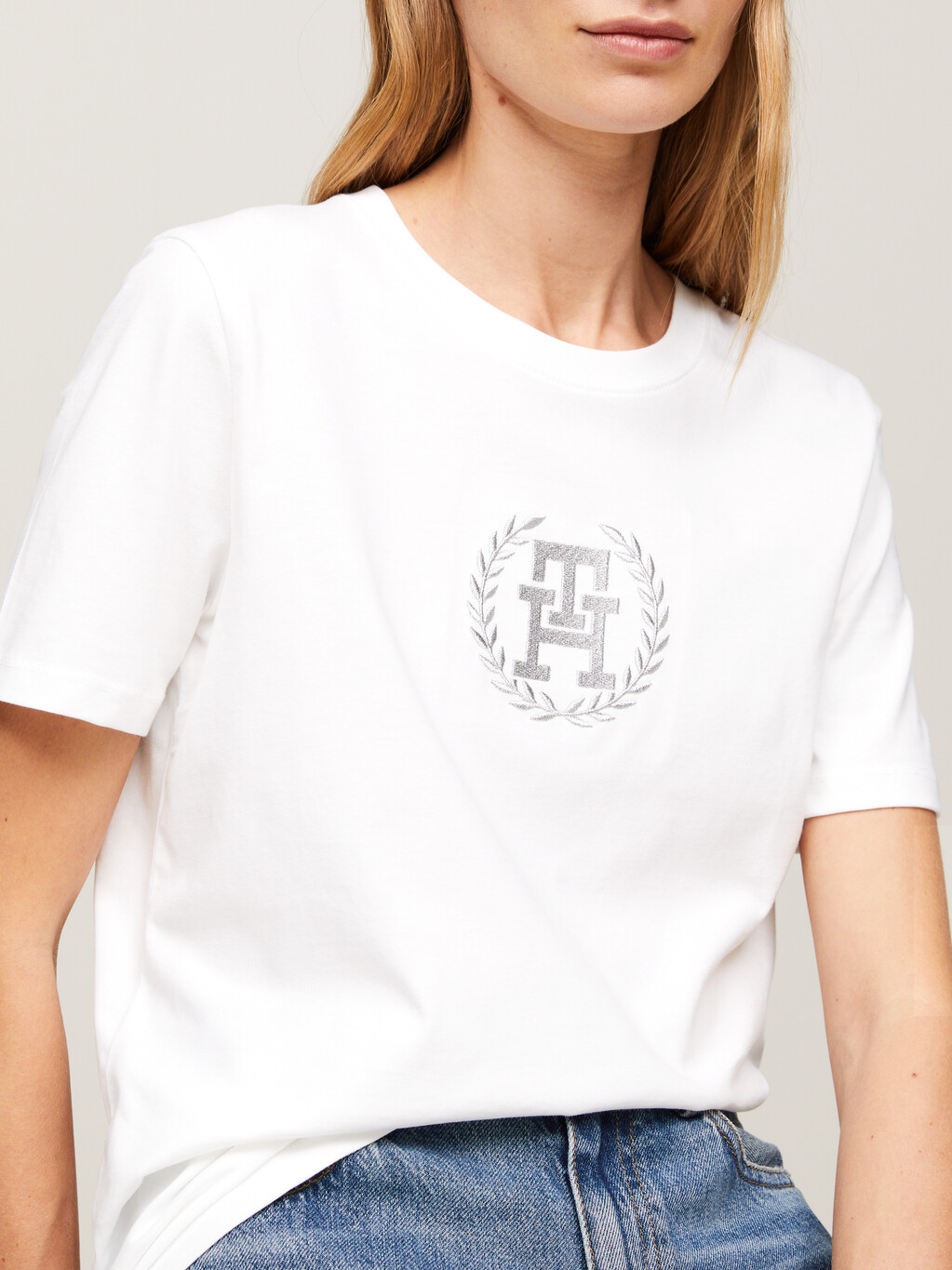 TH Monogram Crew Neck T-Shirt, Th Optic White, hi-res