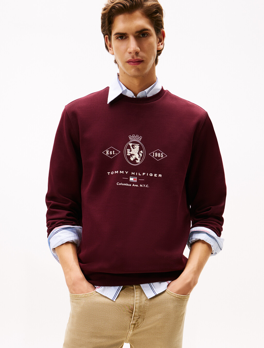 棒球風徽章圖案衛衣, Deep Burgundy, hi-res
