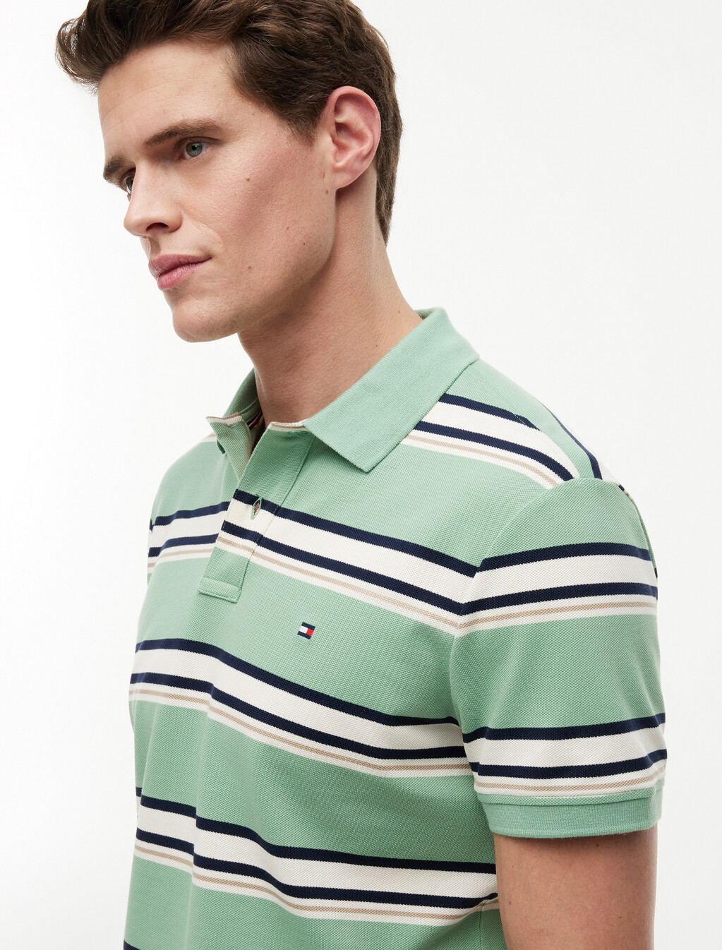 Regular Fit Pique Stripe Polo Shirt, Cut Grass / Multi, hi-res
