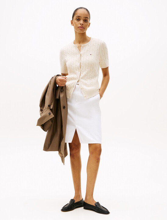 Cable Knit Short Sleeve Cardigan