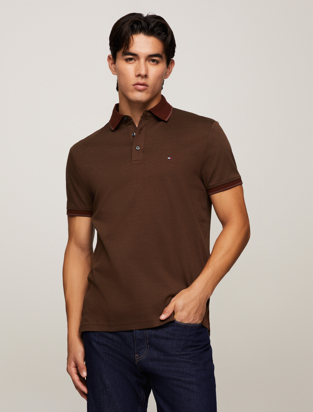雙面針織 Polo 衫, Rich Mocha / Army Green, hi-res