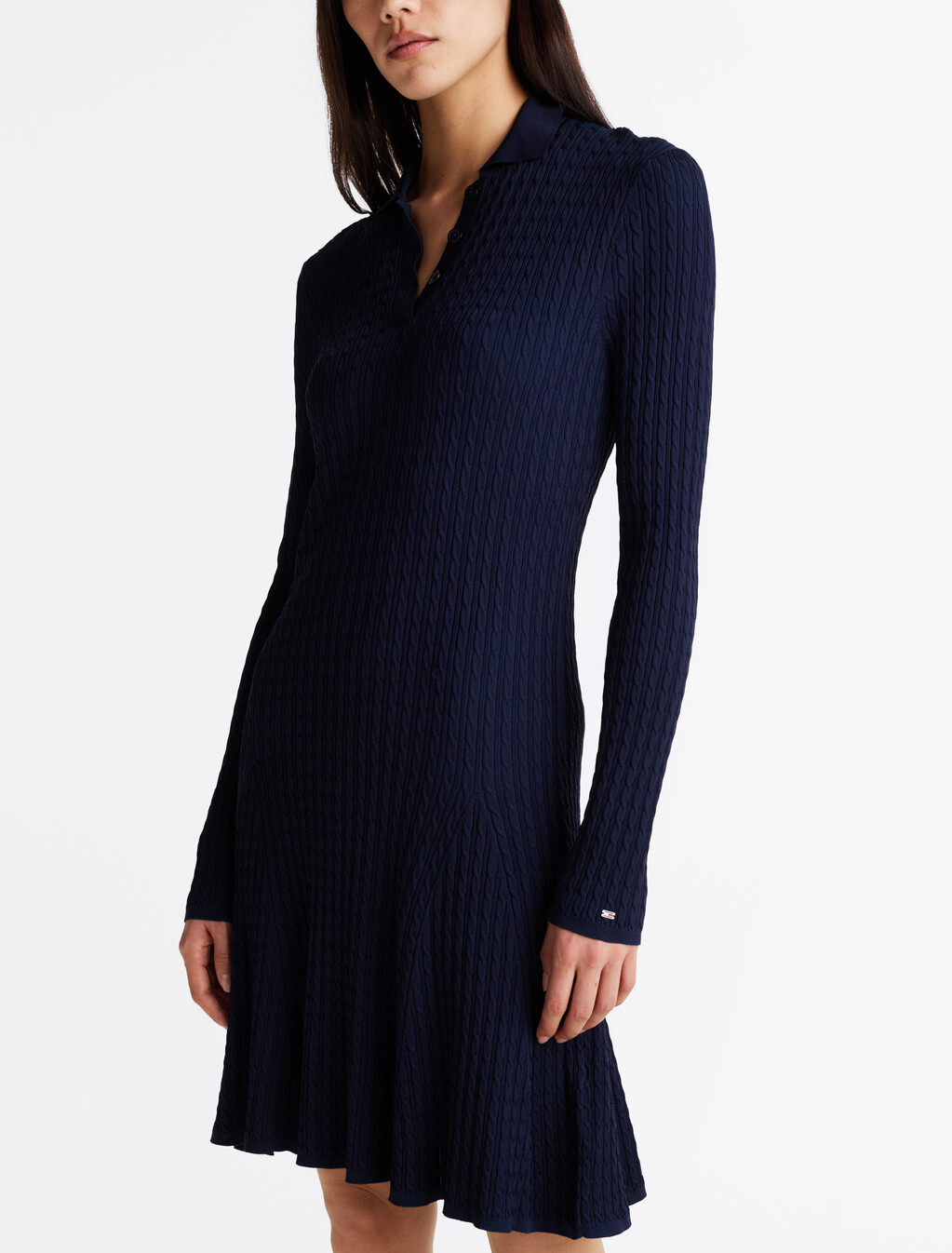 Cable Knit Mini Jumper Dress, Dark Night Navy, hi-res